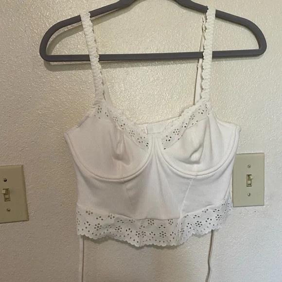 Wild Fable White Lace Trim Crop Top - Picture 1 of 2